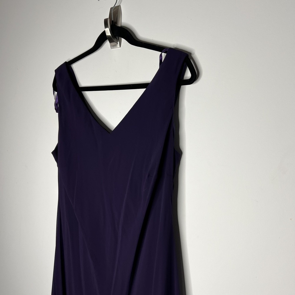 S.L. Fashions Dress Womens 18W Purple Beaded Chiffon Handkerchief Hem Evening - Picture 4 of 12